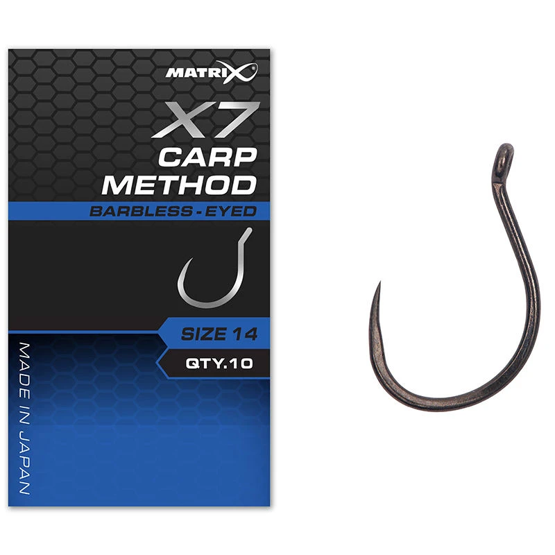 Matrix X7 Carp Method Barbless Eyed Hooks